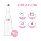 Evian Pure Natural Mineral Glass Water Bottle, 750ml X 12units