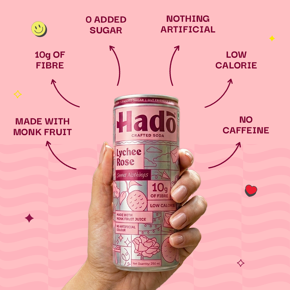 Lychee Rose Crafted Soda, 250ml x 4 (10g Fibre, Zero Added Sugar)