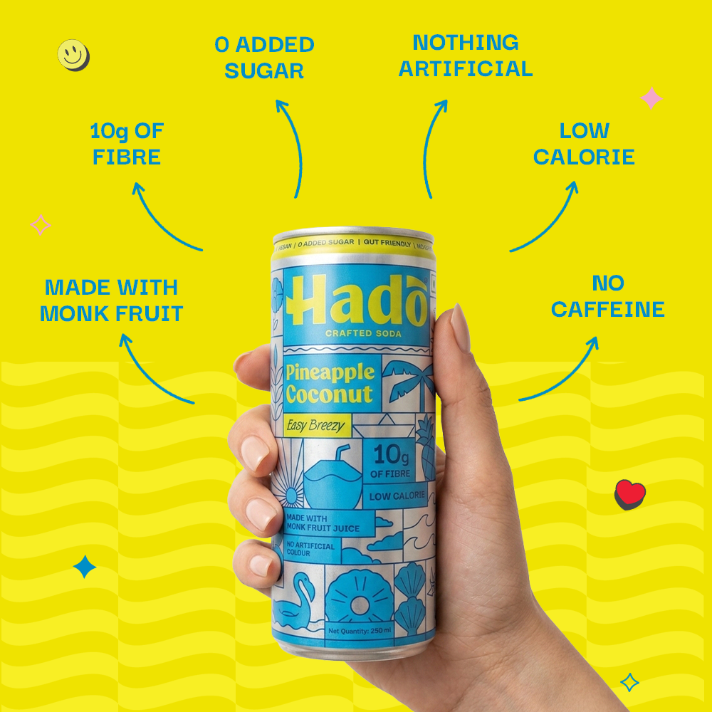 Pineapple Coconut Crafted Soda, 250ml x 4 (10g Fibre, Zero Added Sugar)