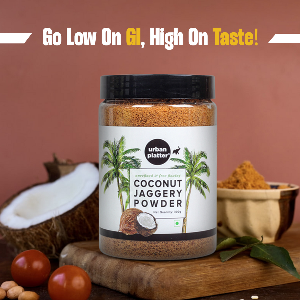 Urban Platter Coconut Jaggery Sugar Powder, [Low GI | Rich in Minerals | Natural Sweetener]