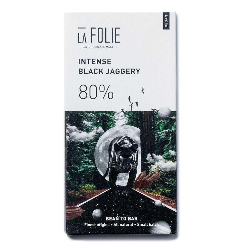 La Folie 80% Intense Black Jaggery Chocolate Bar, 60g