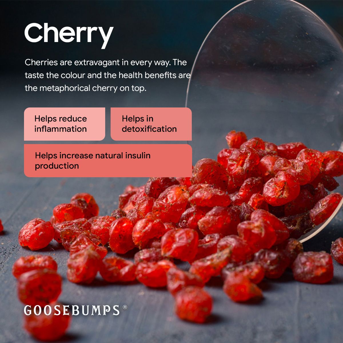 Goosebumps Masala Dried Cherries | Digestive Masala Cherry | Dehydrated Fruit | 150 Gms