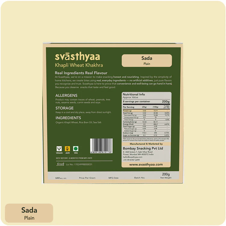 Svasthyaa Sada I Khapli Wheat Khakhra, 200g