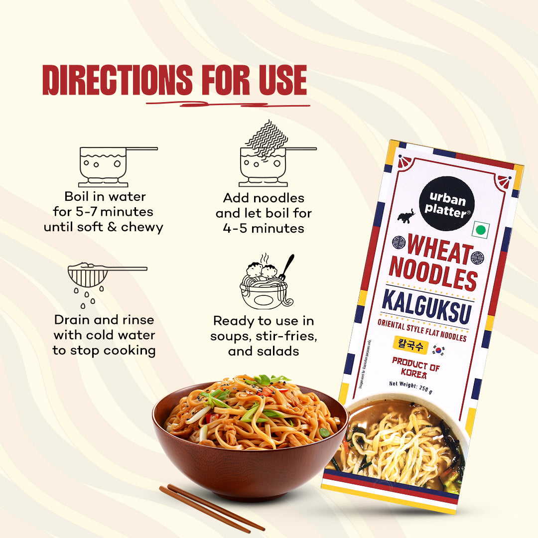 Urban Platter Kalguksu Wheat Noodles, 250g (Flat Korean Noodles, Chewy texture, Oriental Style, Product of Korea)