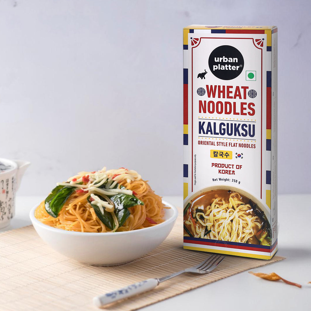 Urban Platter Kalguksu Wheat Noodles, 250g (Flat Korean Noodles, Chewy texture, Oriental Style, Product of Korea)
