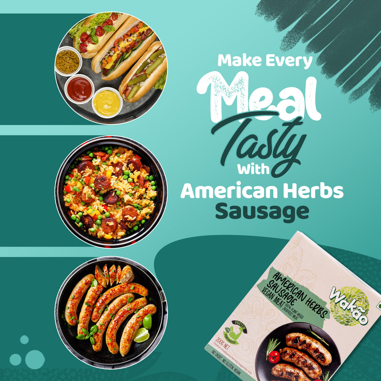 Wakao American Herb Sausages, 200g (Ready to cook)