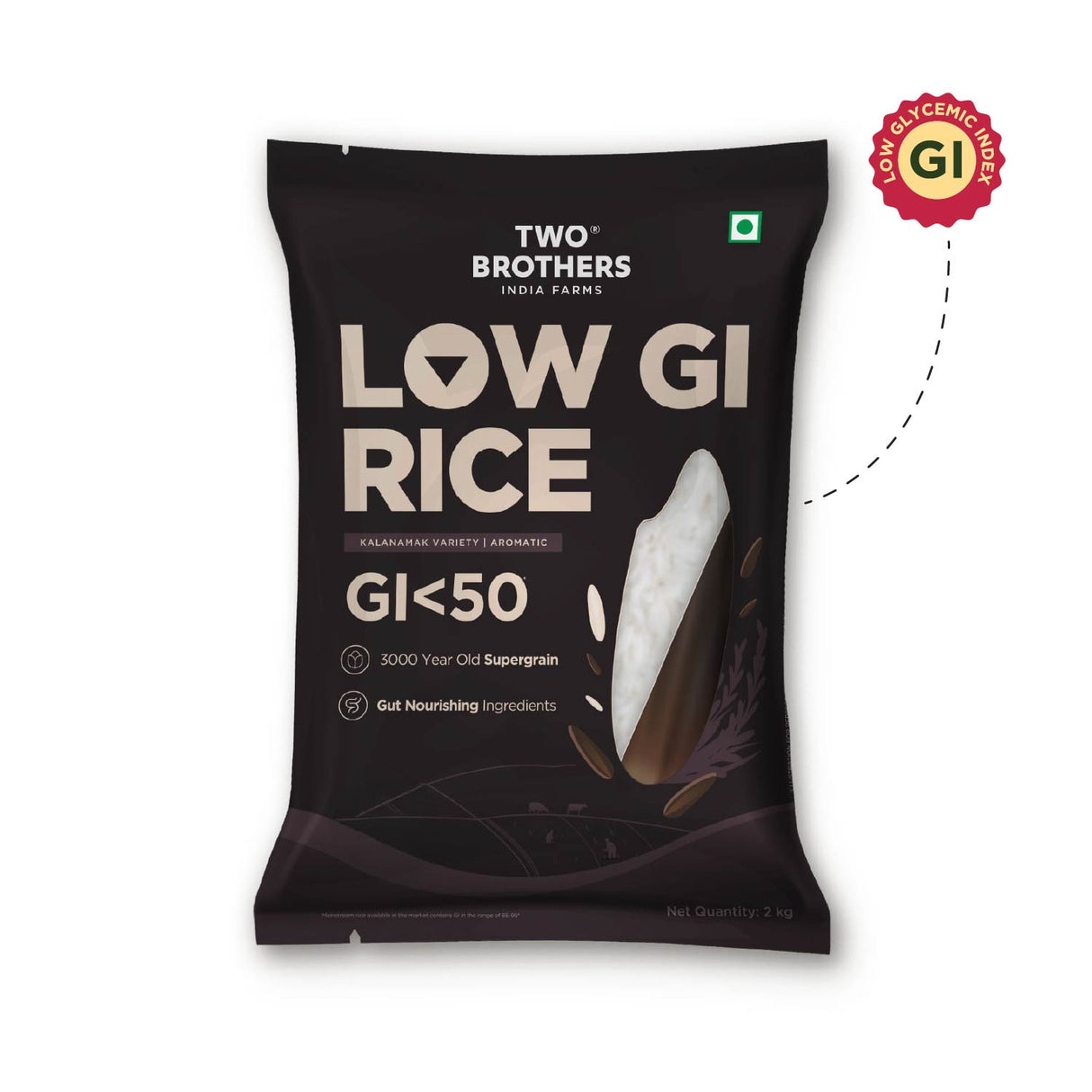 Kalanamak Rice, 1kg (Low GI, Diabetic-Friendly Native Aromatic Rice, Rich in Iron & Zinc, Gut Nourishing, Perfect for Pulao, Biryani & Curries)