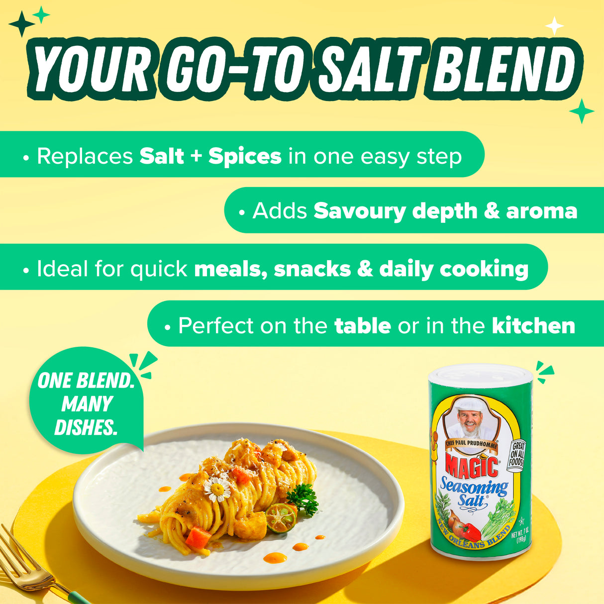 Chef Paul Prudhomme Magic Seasoning Salt, 198g (All-Purpose Savory Seasoning Blend, NO MSG, NO Preservatives, Gluten Free)