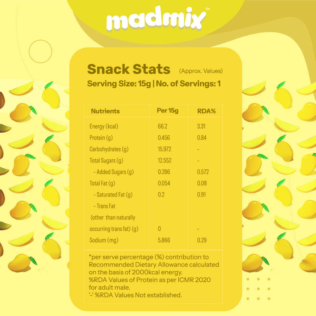 Madmix Mango Flavoured Raisins, 15g