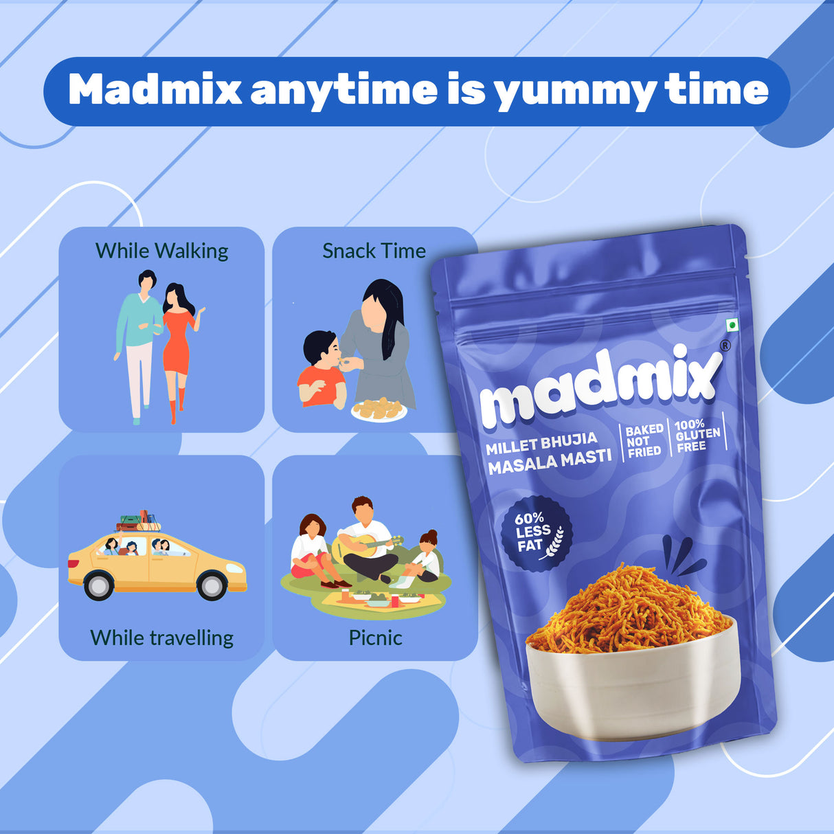 Madmix Jowar Bhujia Masala Masti, 125g