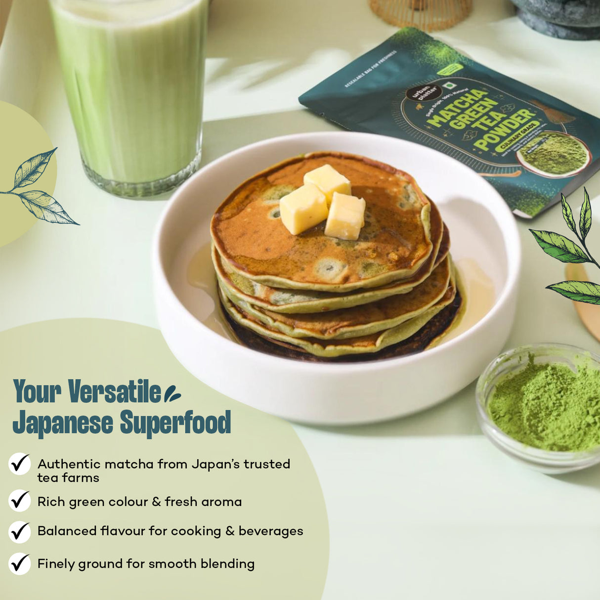 Urban Platter Japanese Culinary-grade Matcha Green Tea Powder (Sourced from Shizuoka, Japan | Stone-Ground)