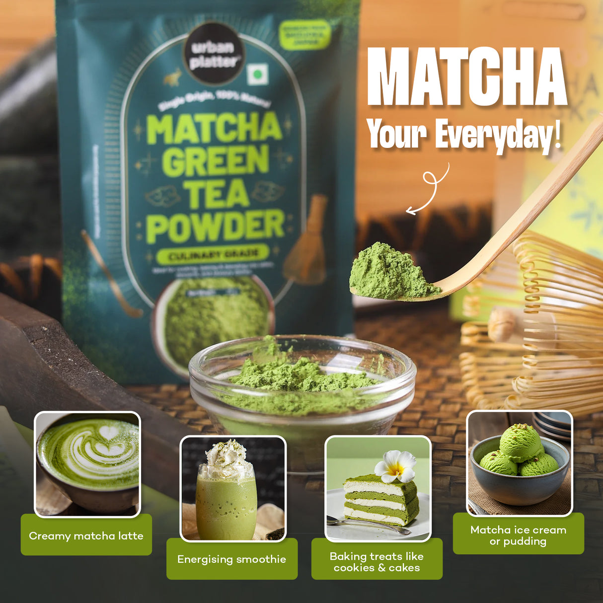 Urban Platter Japanese Culinary-grade Matcha Green Tea Powder (Sourced from Shizuoka, Japan | Stone-Ground)