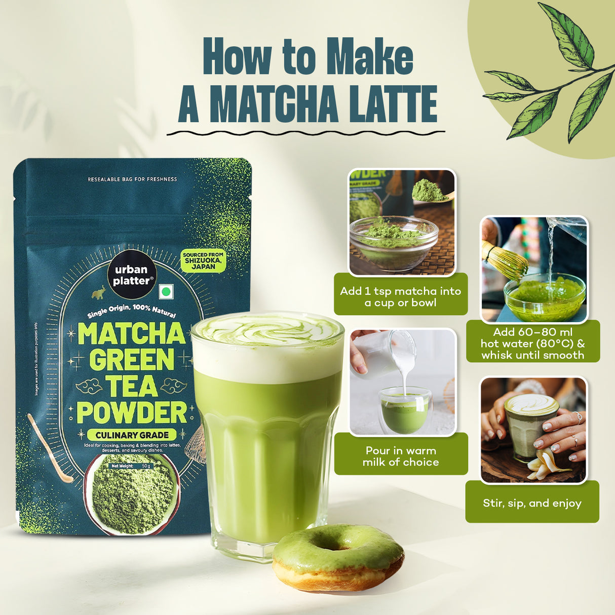 Urban Platter Japanese Culinary-grade Matcha Green Tea Powder (Sourced from Shizuoka, Japan | Stone-Ground)