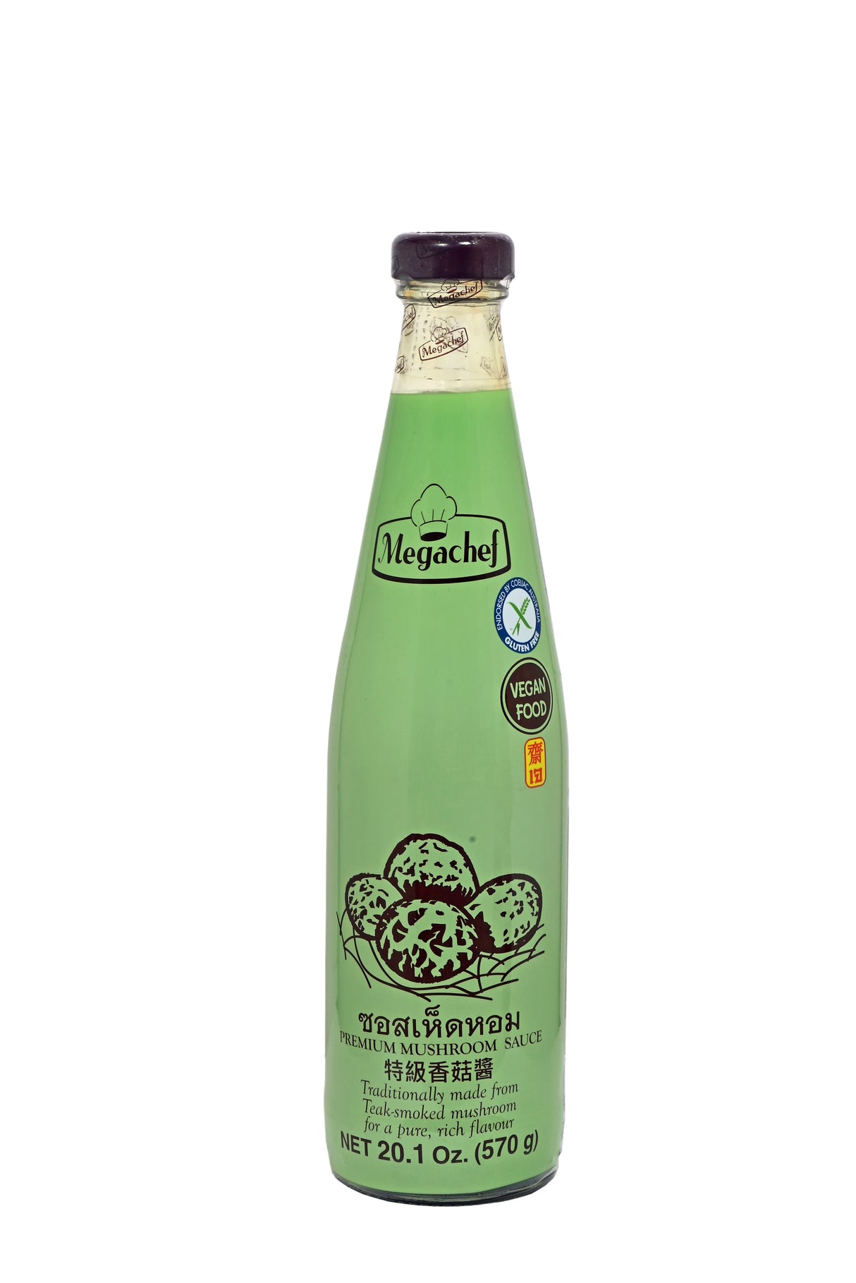 Megachef Premium Mushroom Sauce, 570g (Teak-Smoked Shiitake Mushroom Sauce for Stir-Fries, Marinades & Dipping)