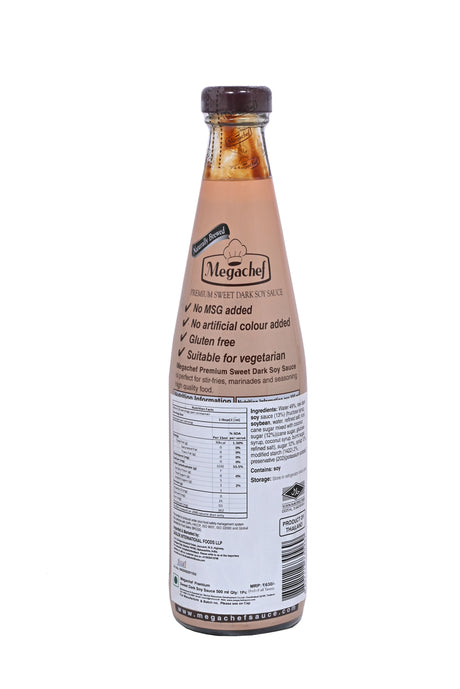 Megachef Dark Soy Sauce, 500ml (Naturally Brewed Asian Seasoning Sauce for Stir-Fries, Sushi & Marinades)