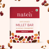Almond Cranberry Millet Bar, 40g x 6 (Tasty Energy Bar, With 12g Protein | Made From Dates, Almonds, Cranberries, Almond Butter, Puffed Jowar Millets And Chia Seeds)