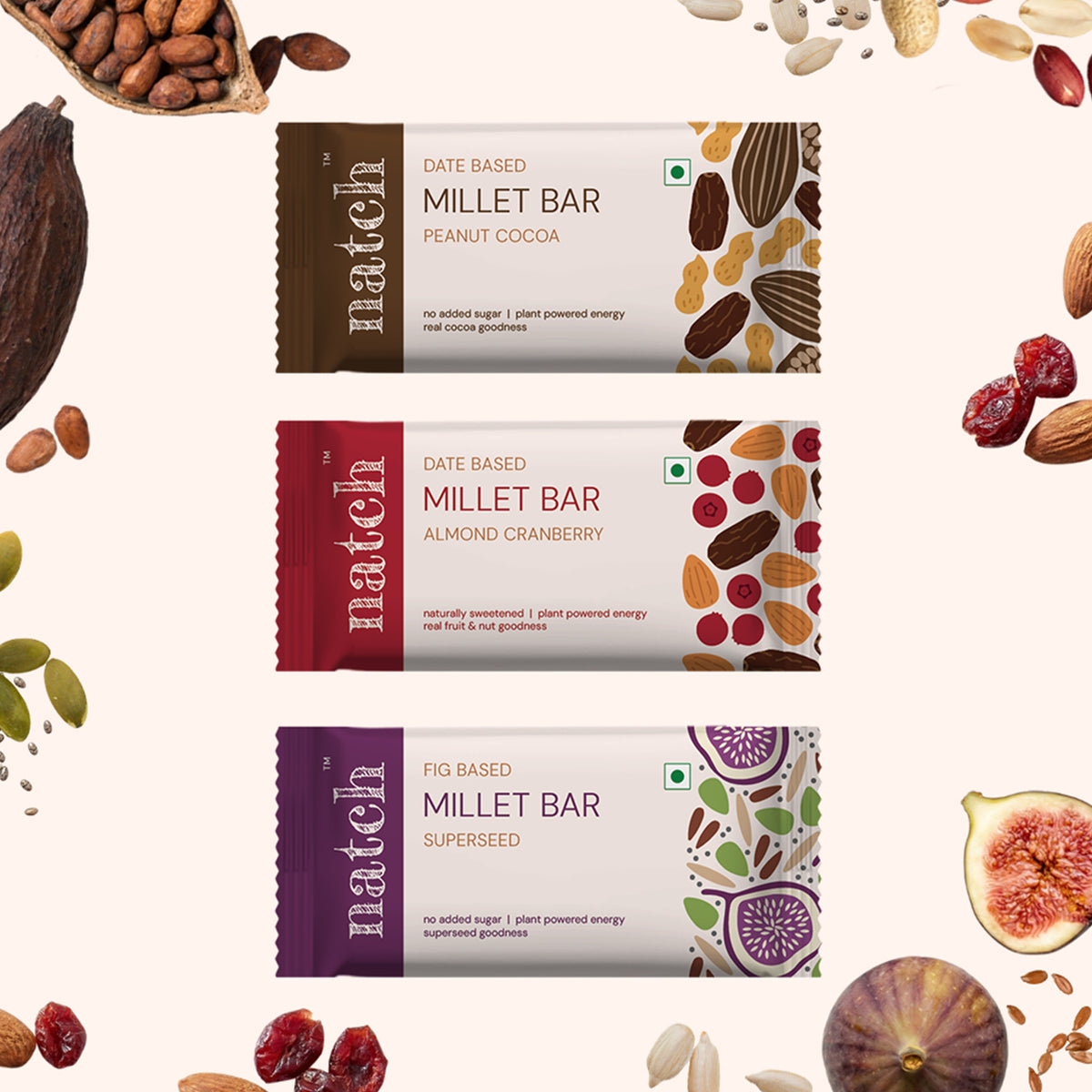 Variety Millet Bars 40g x 6 (Tasty Energy Bars, With 14g Protein | Made From Dates, Figs, Nuts, Fruits, Seeds And Millet)