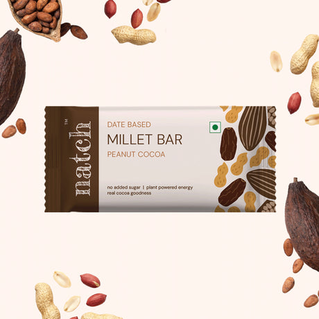 Peanut Cocoa Millet Bar, 40g x 6 (Tasty Energy Bar, With 18g Protein | Made From Dates, Roasted Peanuts, Puffed Jowar Millets, Peanut Butter And Cocoa Powder)
