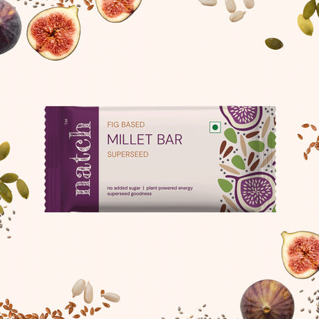 Superseed Millet Bar, 40g x 6 (Tasty Energy Bar, With 12g Protein | Made From Figs, Almond Butter, Pumpkin Seeds, Sunflower Seeds, Flax Seeds, Puffed Jowar Millets And Chia Seeds)