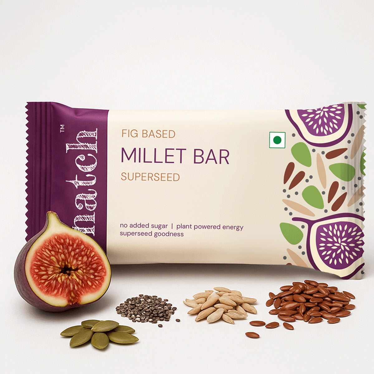 Superseed Millet Bar, 40g x 6 (Tasty Energy Bar, With 12g Protein | Made From Figs, Almond Butter, Pumpkin Seeds, Sunflower Seeds, Flax Seeds, Puffed Jowar Millets And Chia Seeds)