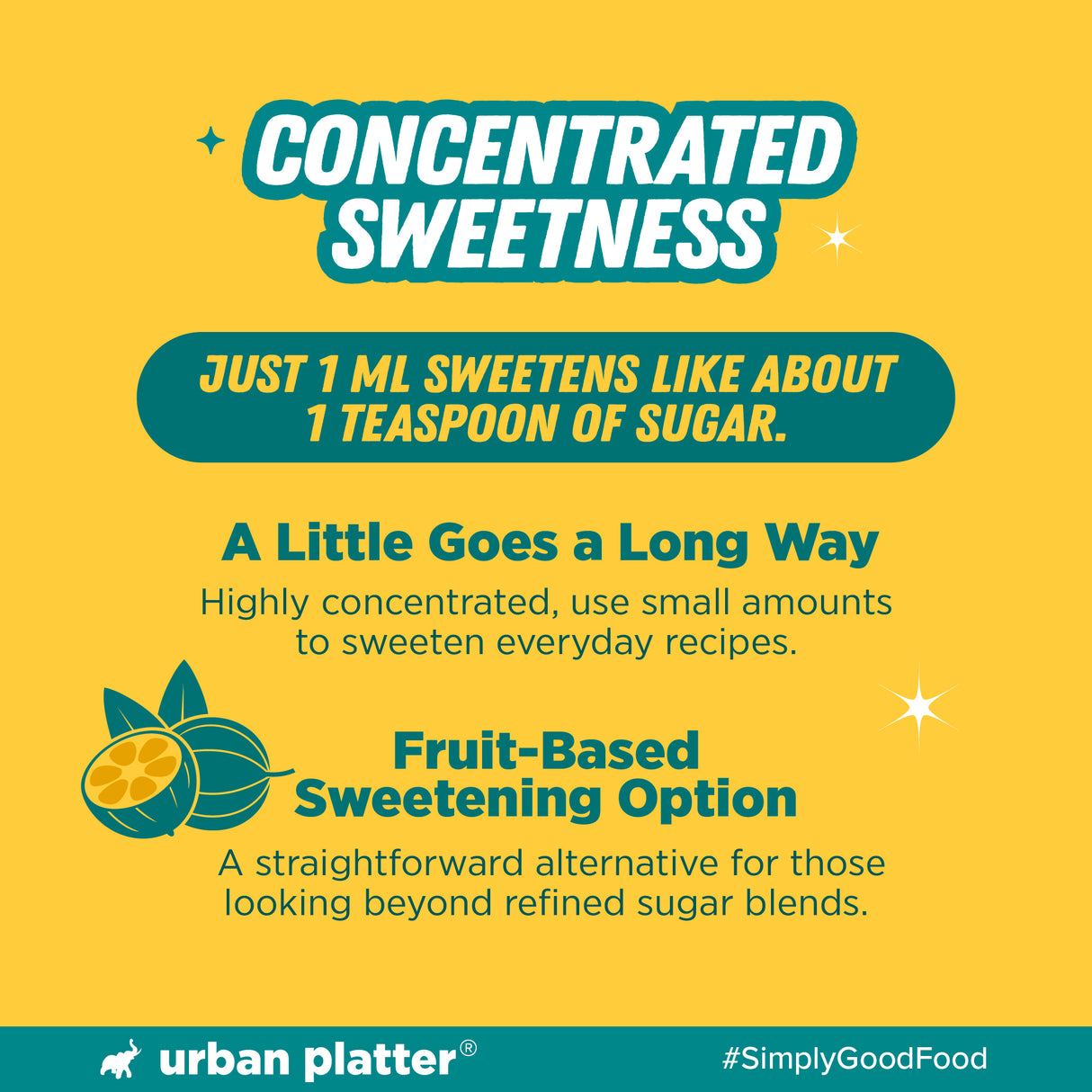 Urban Platter Monk Fruit Juice Concentrate 60ml ( 100% Fruit Based, Clean Label, No-Erythritol, Everyday Use Sweetener)