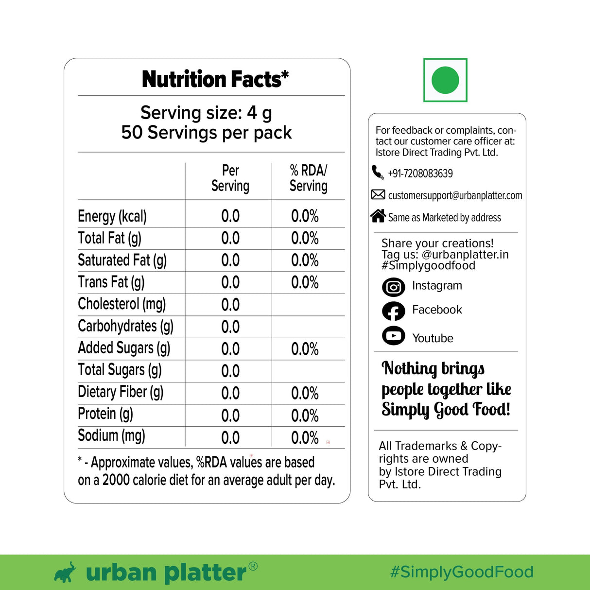 Urban Platter Monk Fruit Sweetener - 1 to 1 Sugar Replacement Infographic
