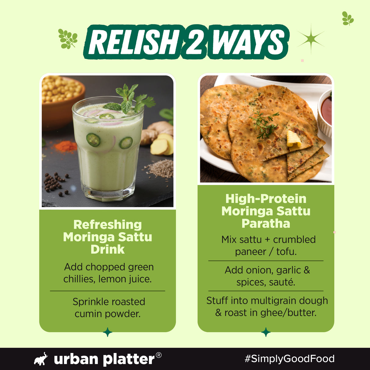 Urban Platter Moringa Superfood Sattu, 700g (High Protein & Fibre | Natural Coolant | Mid-Meal Drink | Traditional Plant Protein)