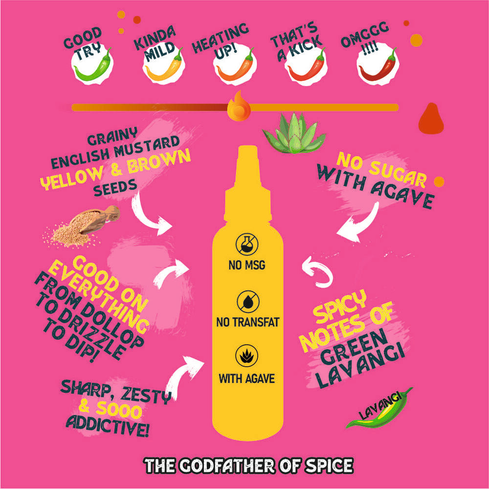 Hotchaa! Hot English Mustard Sauce, 170g (Made with Yellow and Brown Mustard Seed, NO MSG, New Launch Desi Spice Sauce)