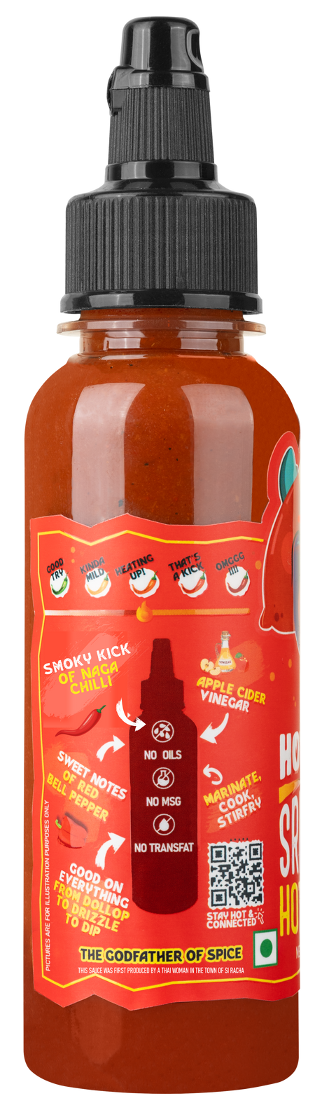Hotchaa! Naga Chilli Sriracha Sauce, 170g (Made of Smoky, Tangy and Spicy Flavour , NO MSG, No Oil, Vegan)