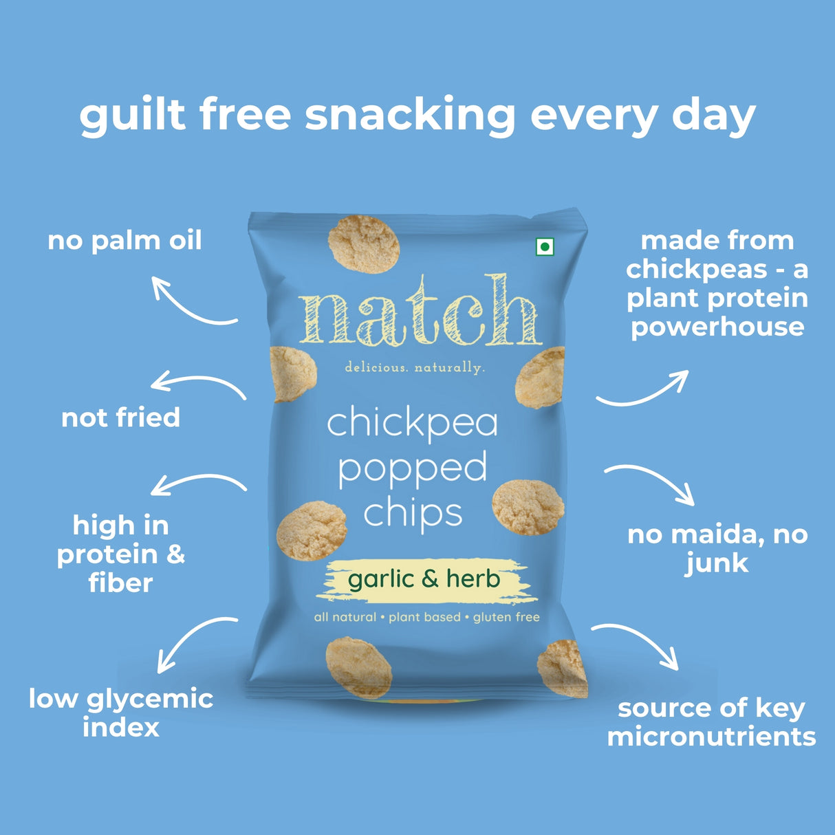 Natch Garlic & Herb Popped Chips, 55g