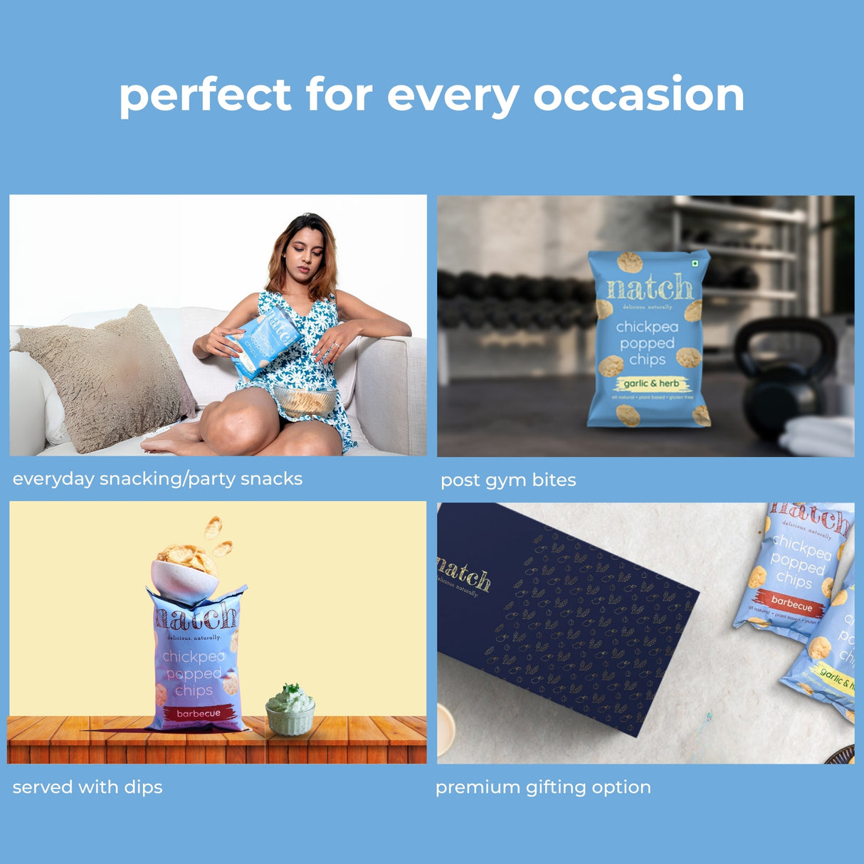 Natch Garlic & Herb Popped Chips, 55g