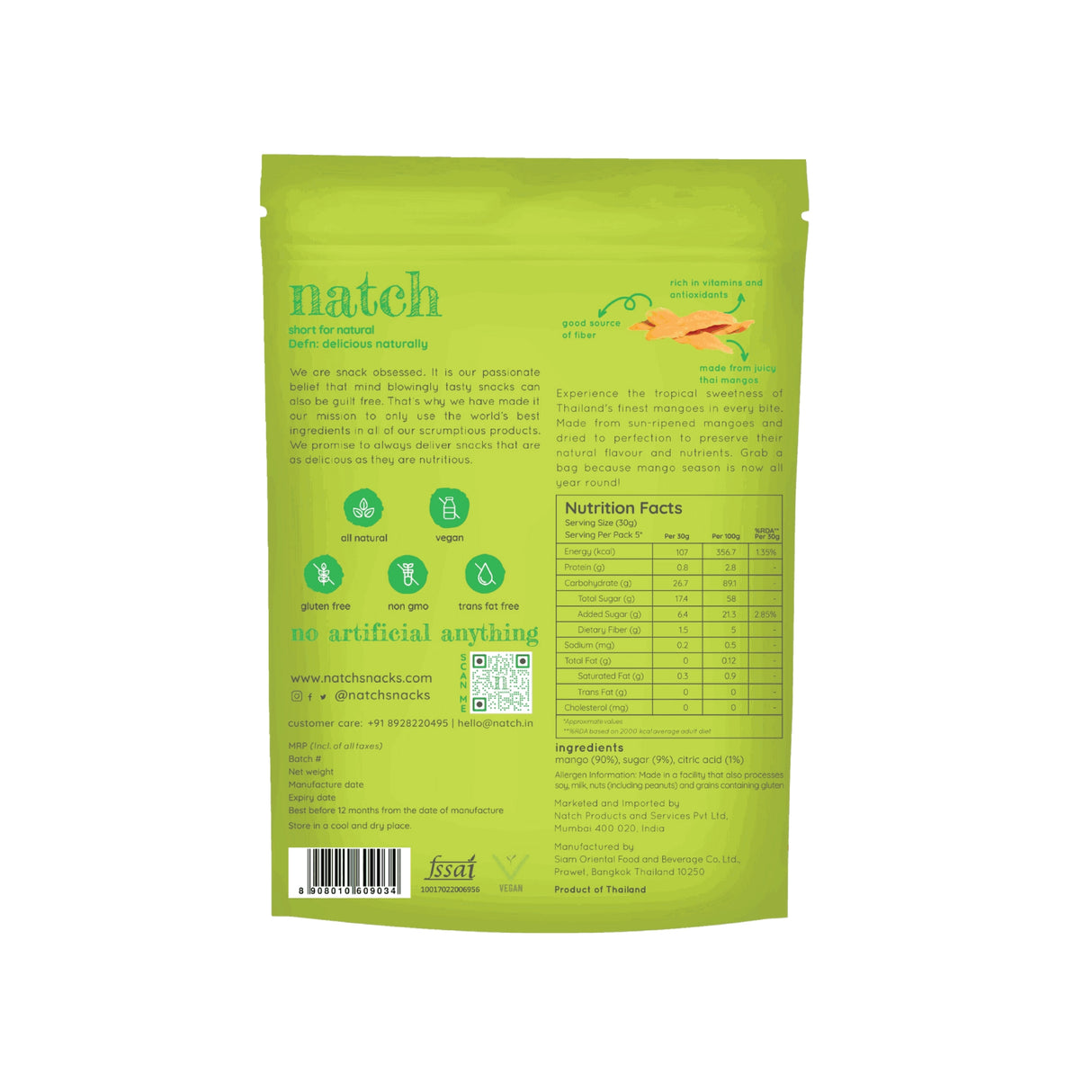 Natch Mango Slices Bare, 150g