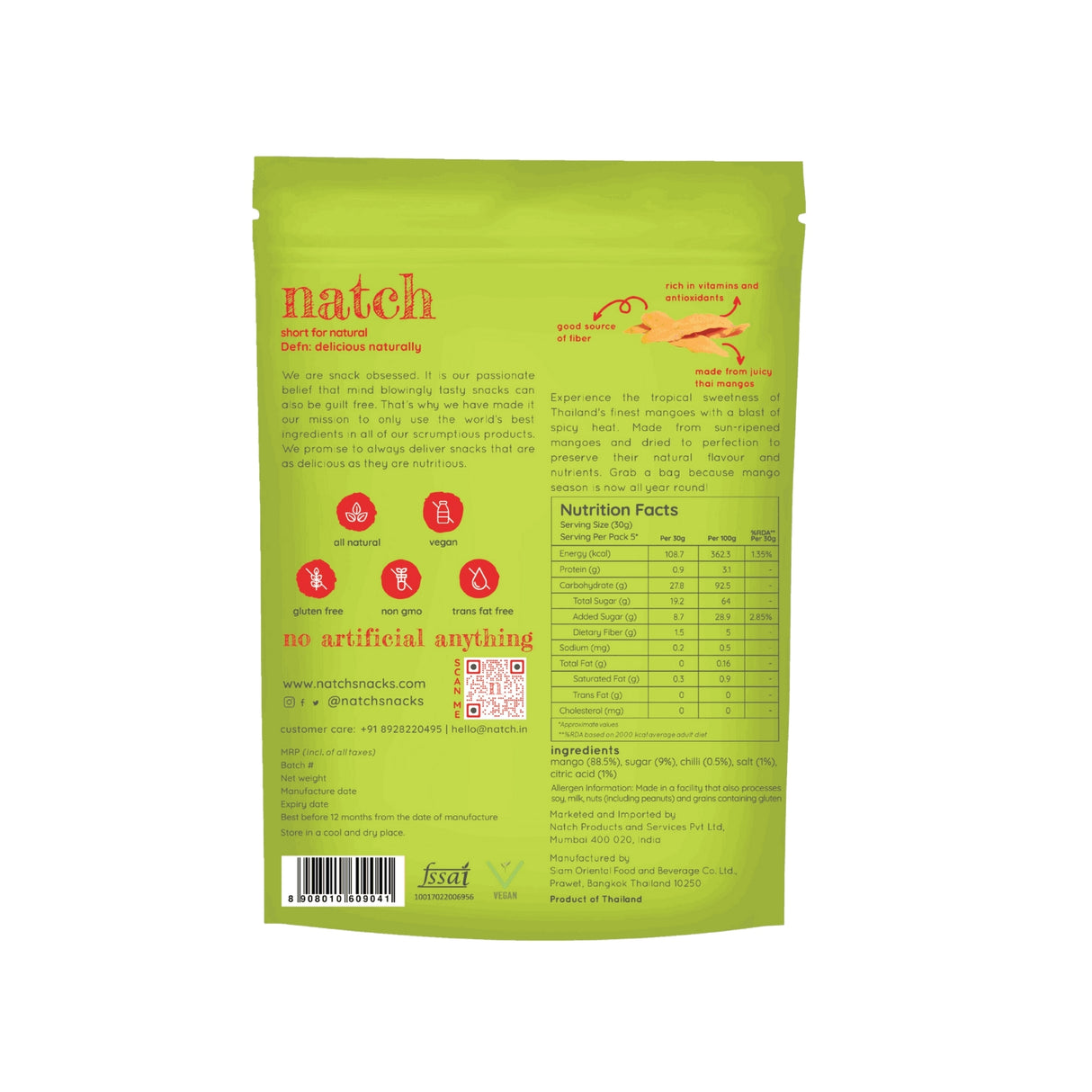 Natch Mango Slices Chilli, 150g