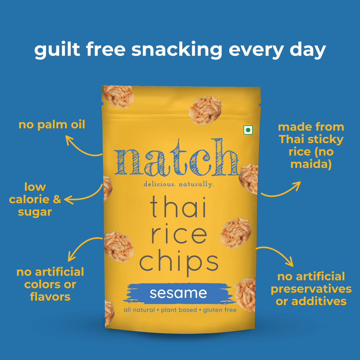 Natch Sesame Rice Chips, 100g
