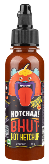 Hotchaa! Bhut Hot Ketchup, 170g (Made with Global Flavours & Desi Spice, NO MSG, Made with Bhut Jalokia, Smoky, Bold, Tangy, All in 1, Flavourful, )