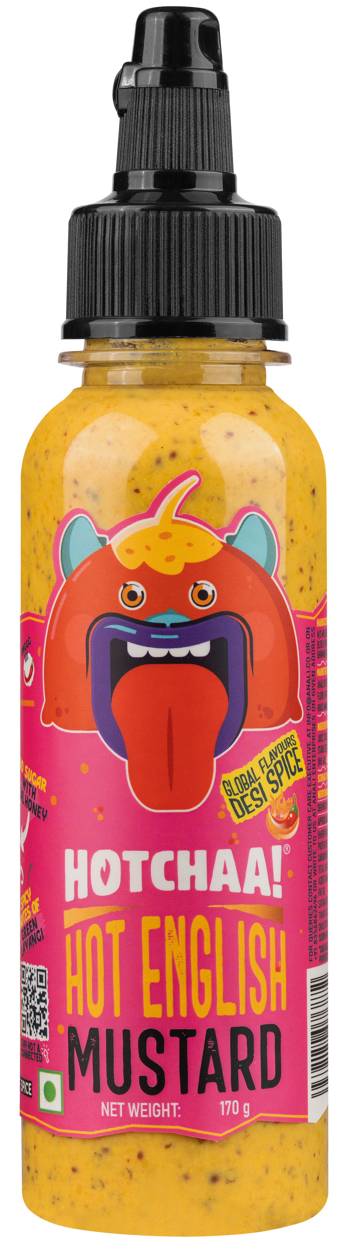 Hotchaa! Hot English Mustard Sauce, 170g (Made with Yellow and Brown Mustard Seed, NO MSG, New Launch Desi Spice Sauce)