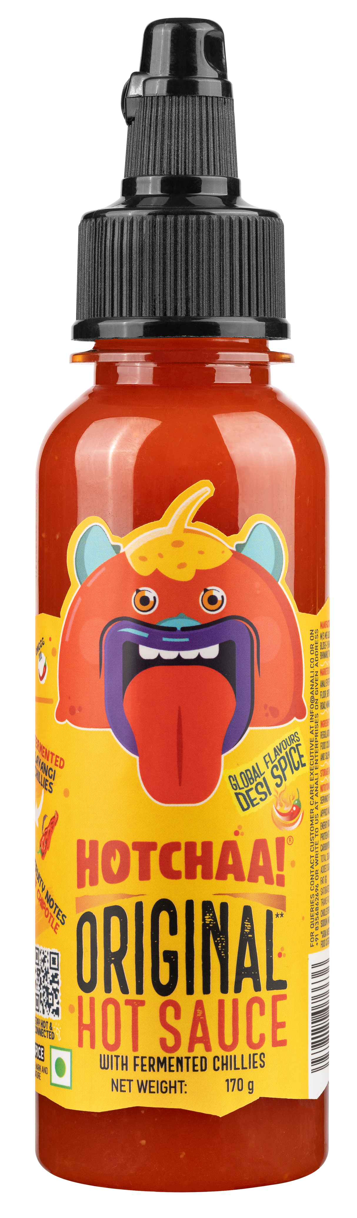 Hotchaa! Original Hot Sauce, 170g (Made with Fermented Chillies, NO MSG, is Light, Pungent, Sharp, Spicy & Flavourful )