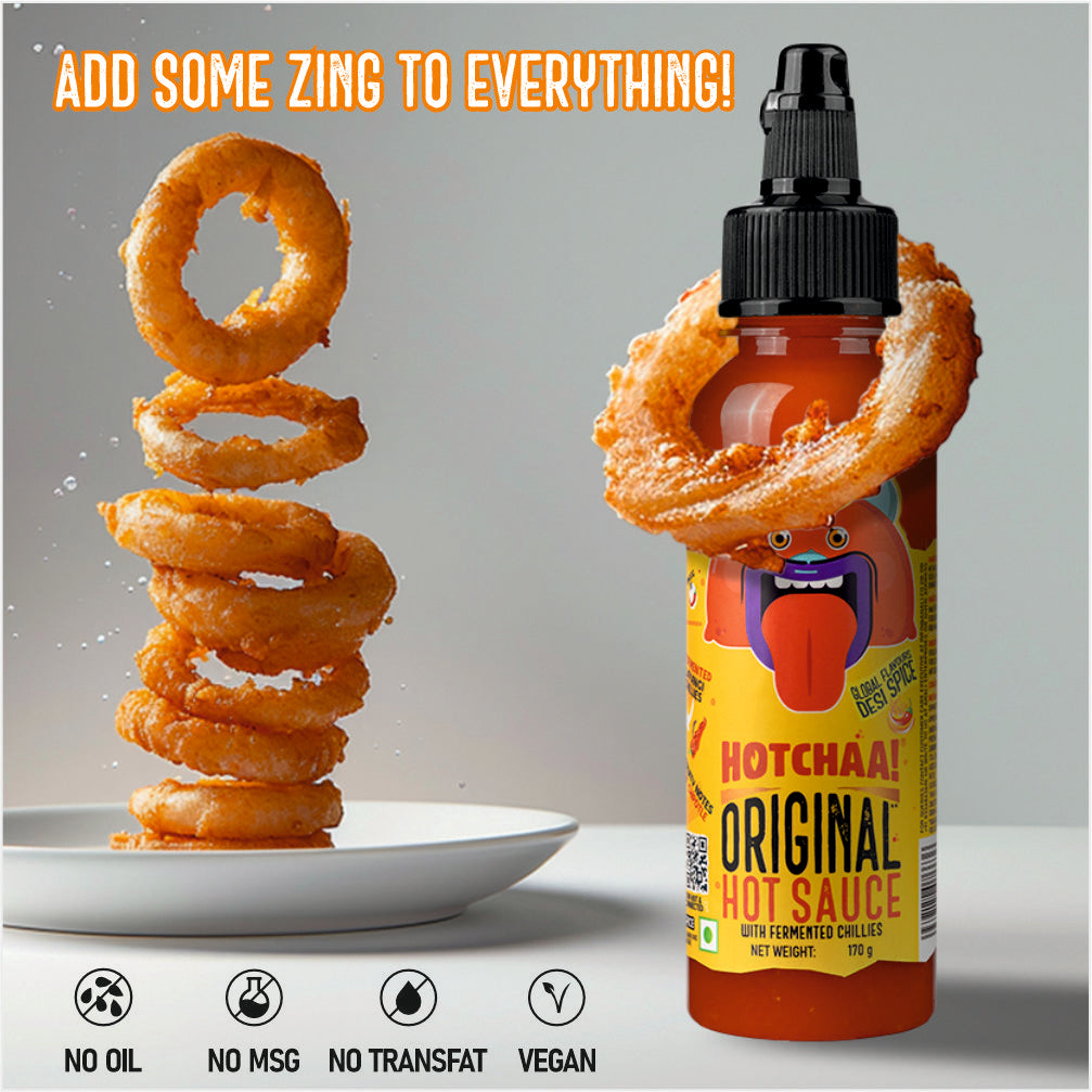 Hotchaa! Original Hot Sauce, 170g (Made with Fermented Chillies, NO MSG, is Light, Pungent, Sharp, Spicy & Flavourful )