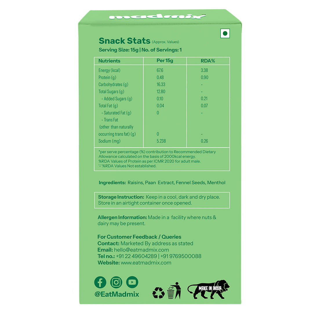 Madmix Paan Flavoured Raisins, 15g