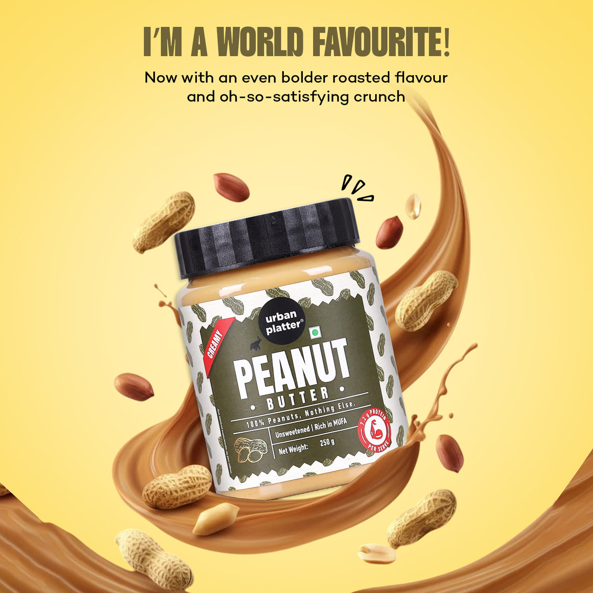 Urban Platter Natural Creamy Peanut Butter, [Unsweetened, No Added Oil]