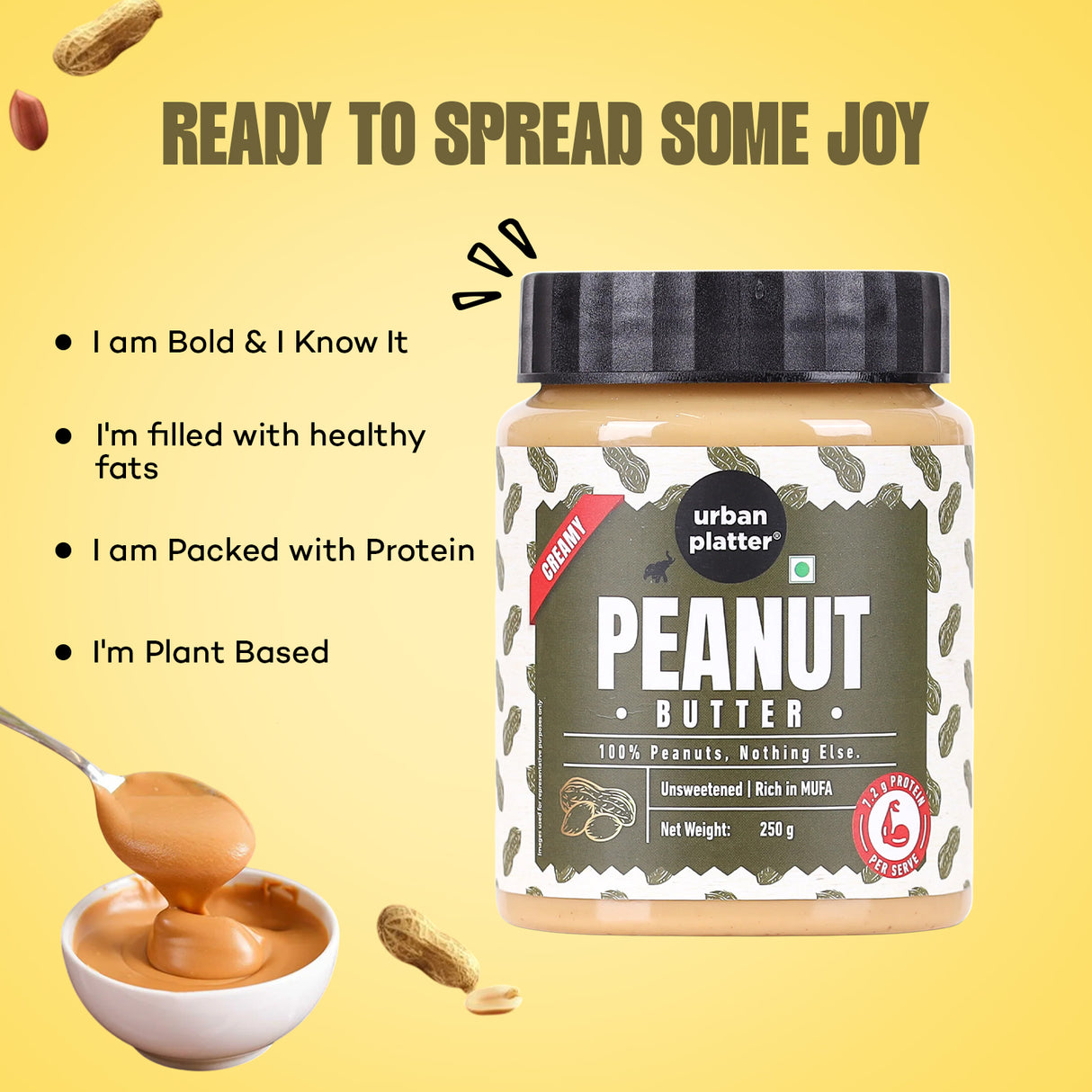 Urban Platter Natural Creamy Peanut Butter, [Unsweetened, No Added Oil]