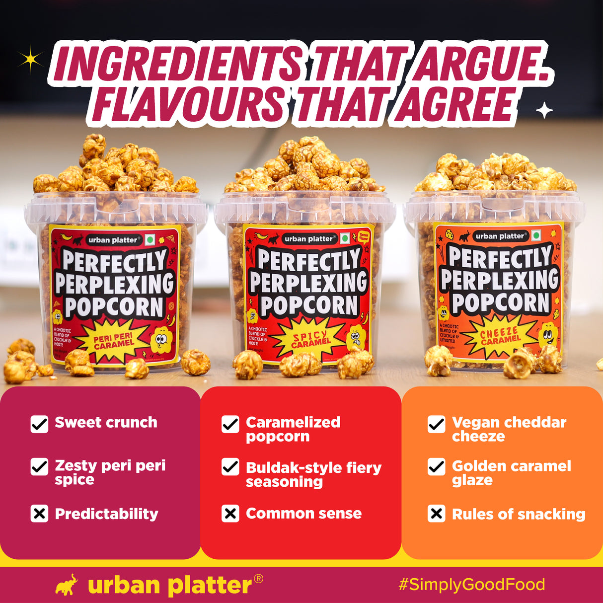 Urban Platter Perfectly Perplexing Popcorn - Peri Peri Caramel, 150g (Tub of Caramel Popcorn with Tangy Peri Peri Spice, Ready to eat snack)
