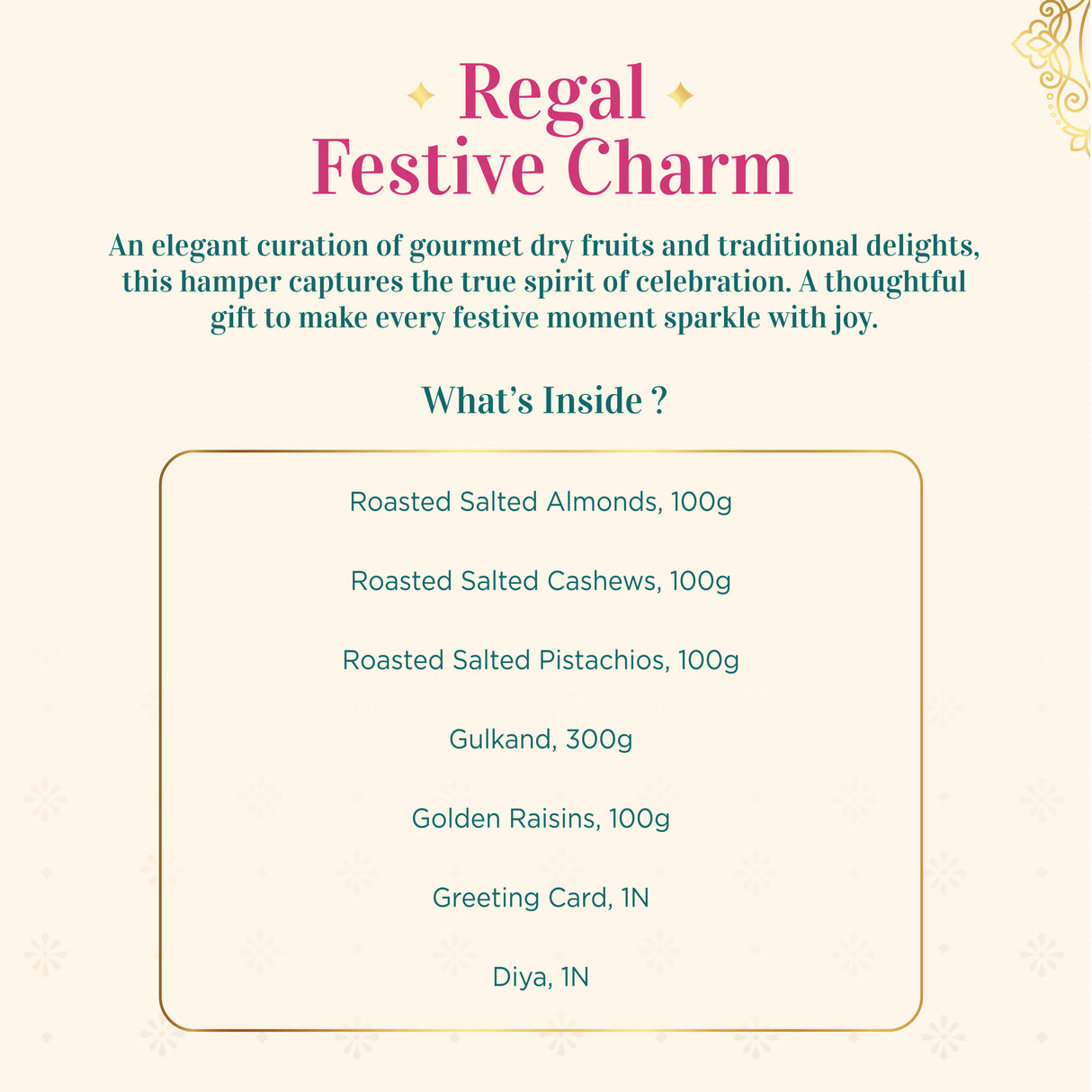 Urban Platter Regal Festive Charm Hamper (Festive Dry Fruits & Treats | Elegant Packaging | Perfect for Weddings & Celebrations)