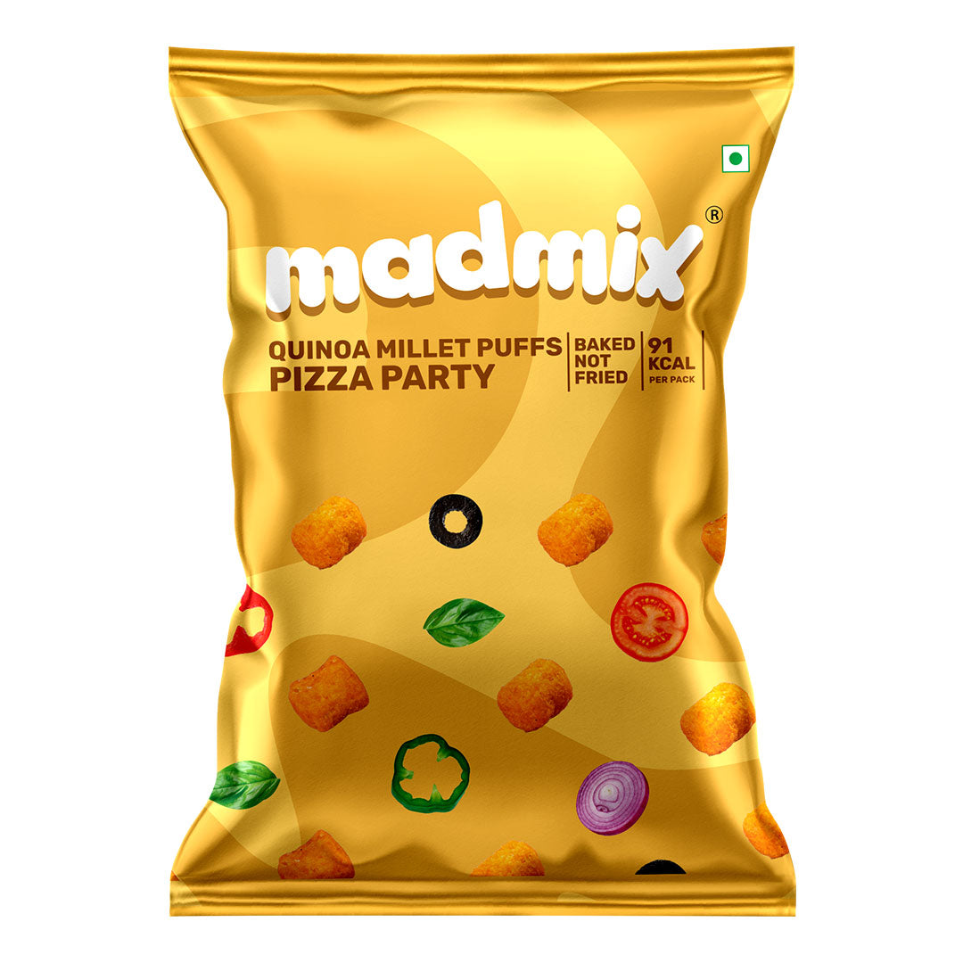 Madmix Quinoa Millet Puffs Pizza Party, 20g