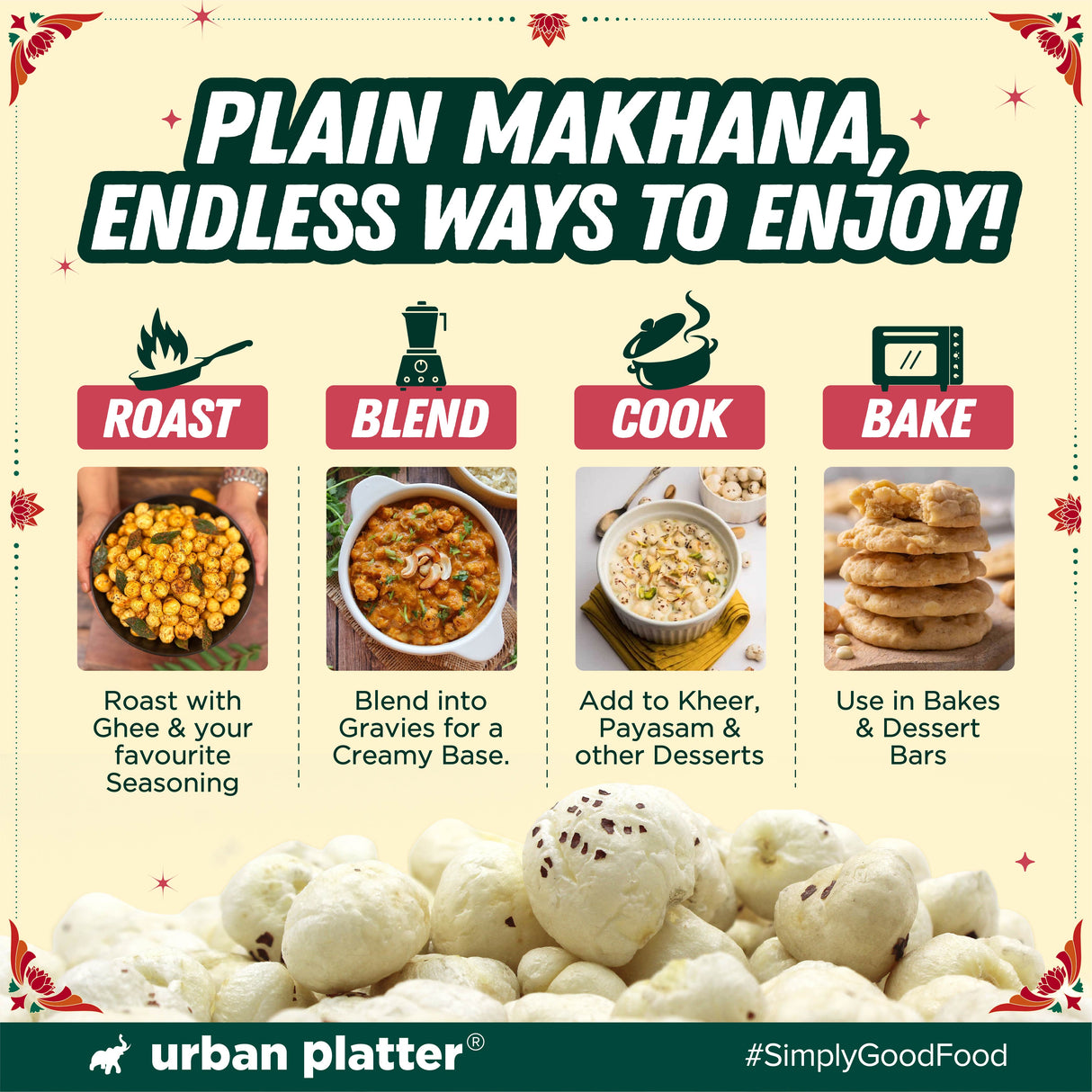 Makhana, 150g (Popped Water Lily Seeds, Source of Protein and Fiber, Unroasted and Unsalted)