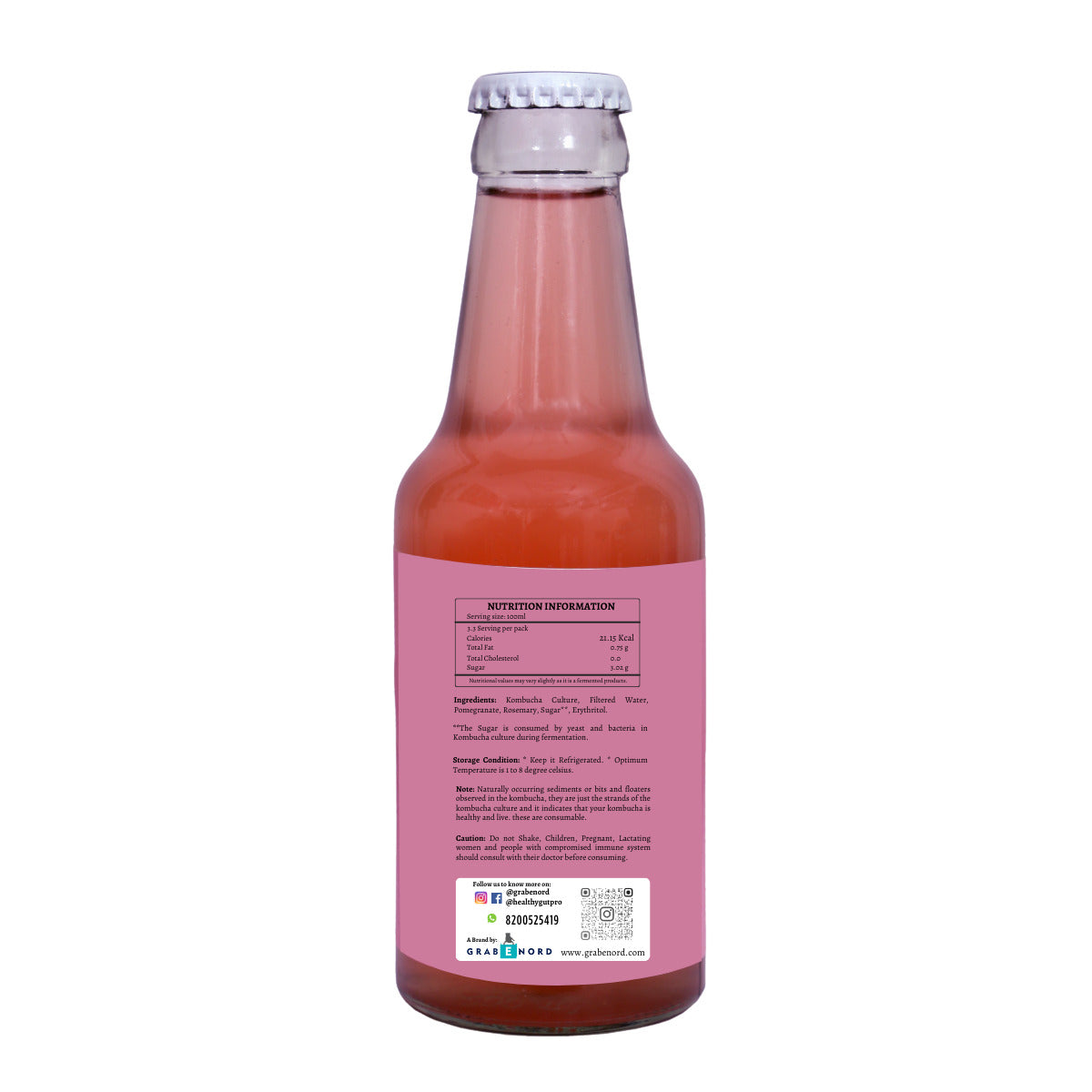 Healthy Gut Kombucha Pomegranate Rosemary, 200ml