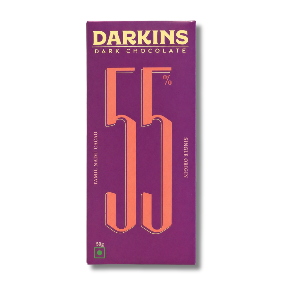 55% Dark Chocolate - Classic Tamil Nadu, 50g (Single-Origin Bean-to-Bar Chocolate | Made with Ethically Sourced Indian Cacao)