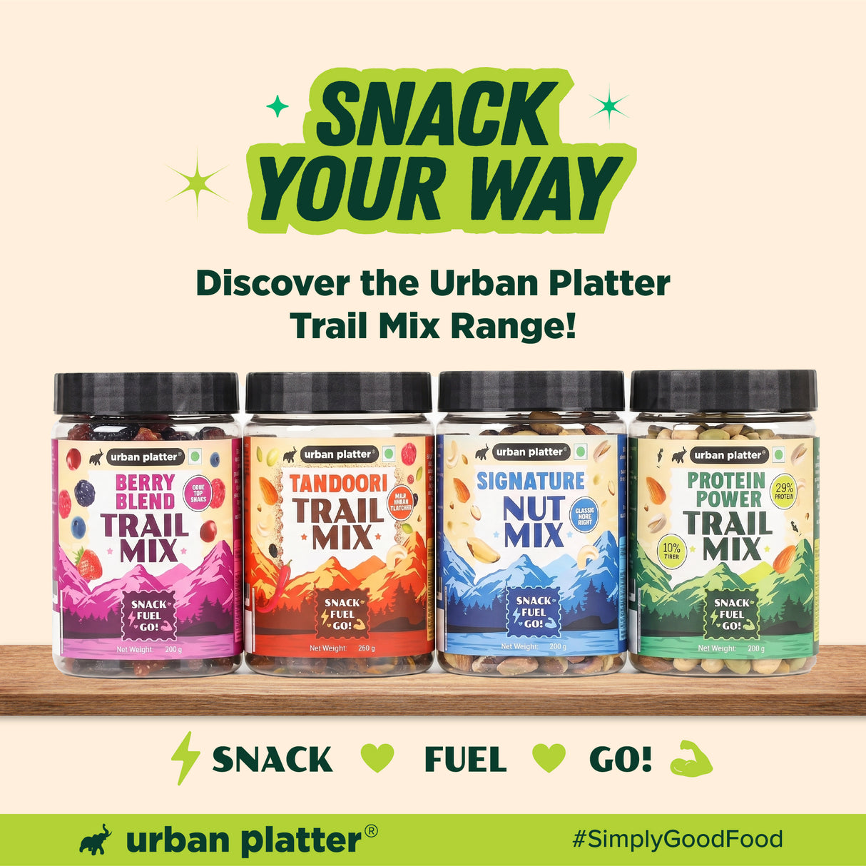 Urban Platter Protein Power Trail Mix, 200g (High Protein Snack Mix | 29% Protein | Crunchy & Salted Nuts & Edamame | Ready-to-Eat)