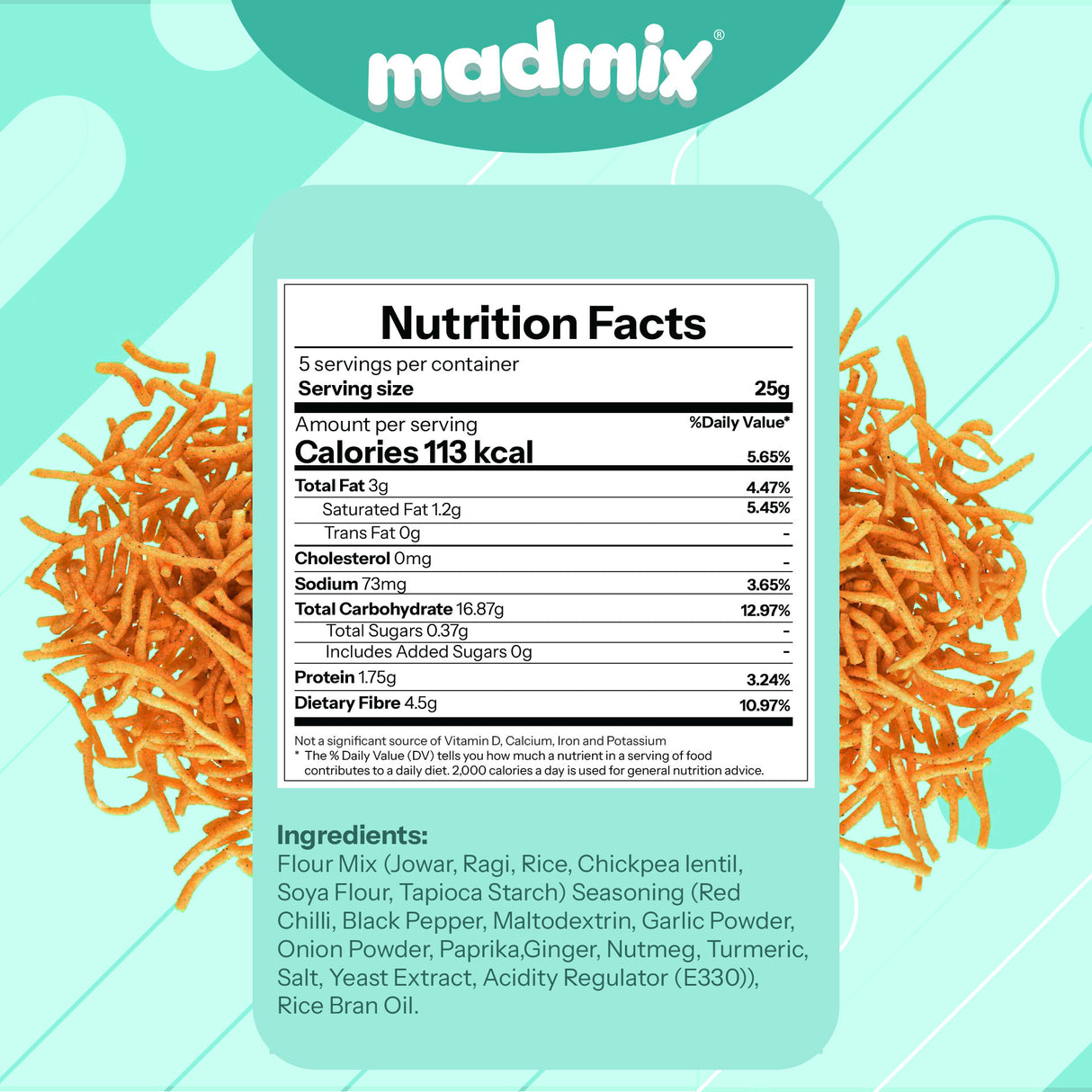 Madmix Jowar Bhujia Pudina Picnic, 25g