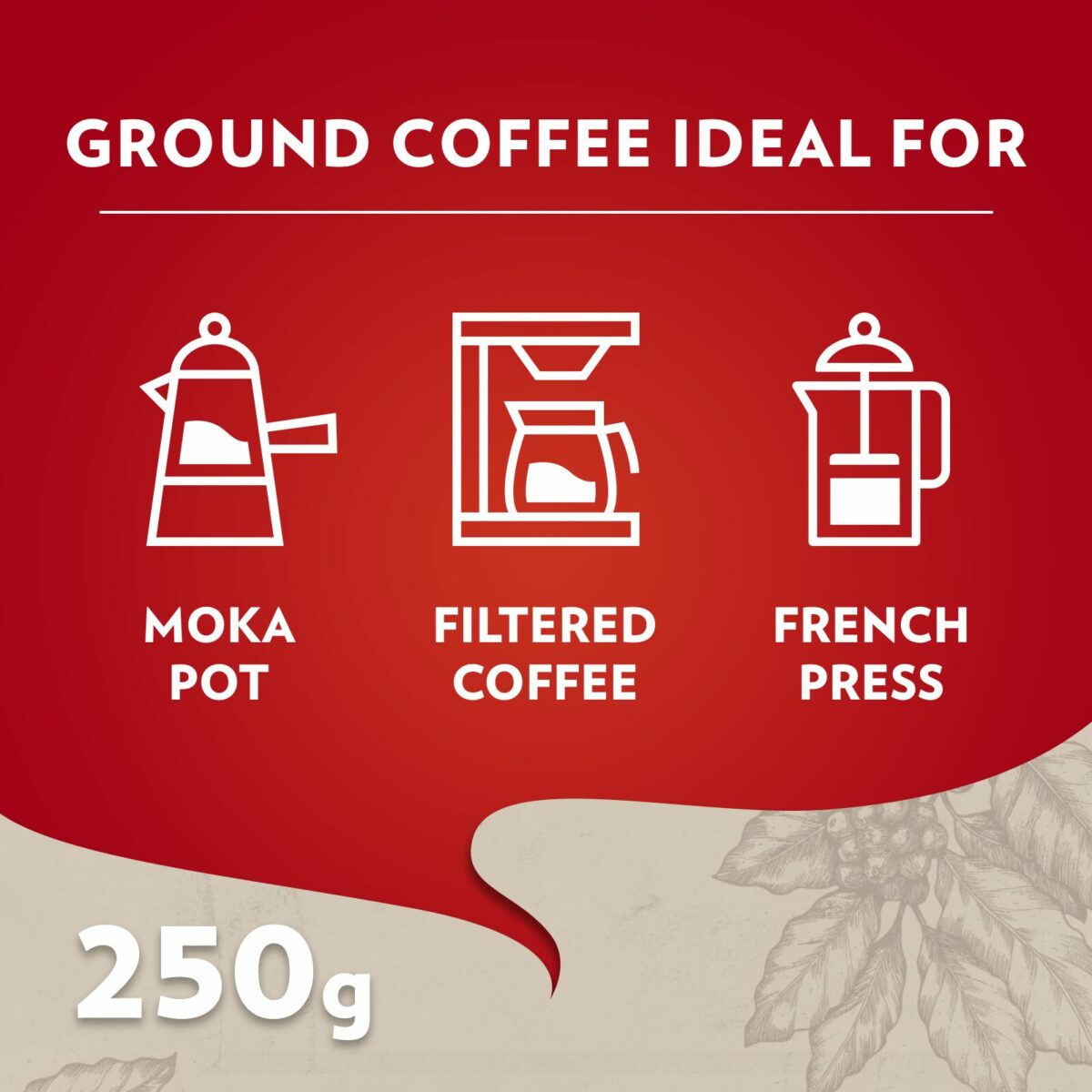 Lavazza Qualita Rossa | Blend of Arabica & Robusta | Ground Coffee Powder | 250g